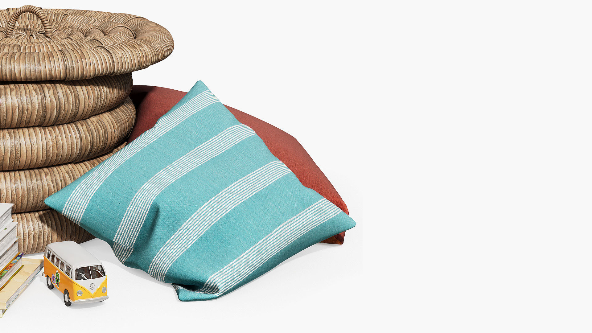 Decorative set for childrens room with wicker basket 3D model_3