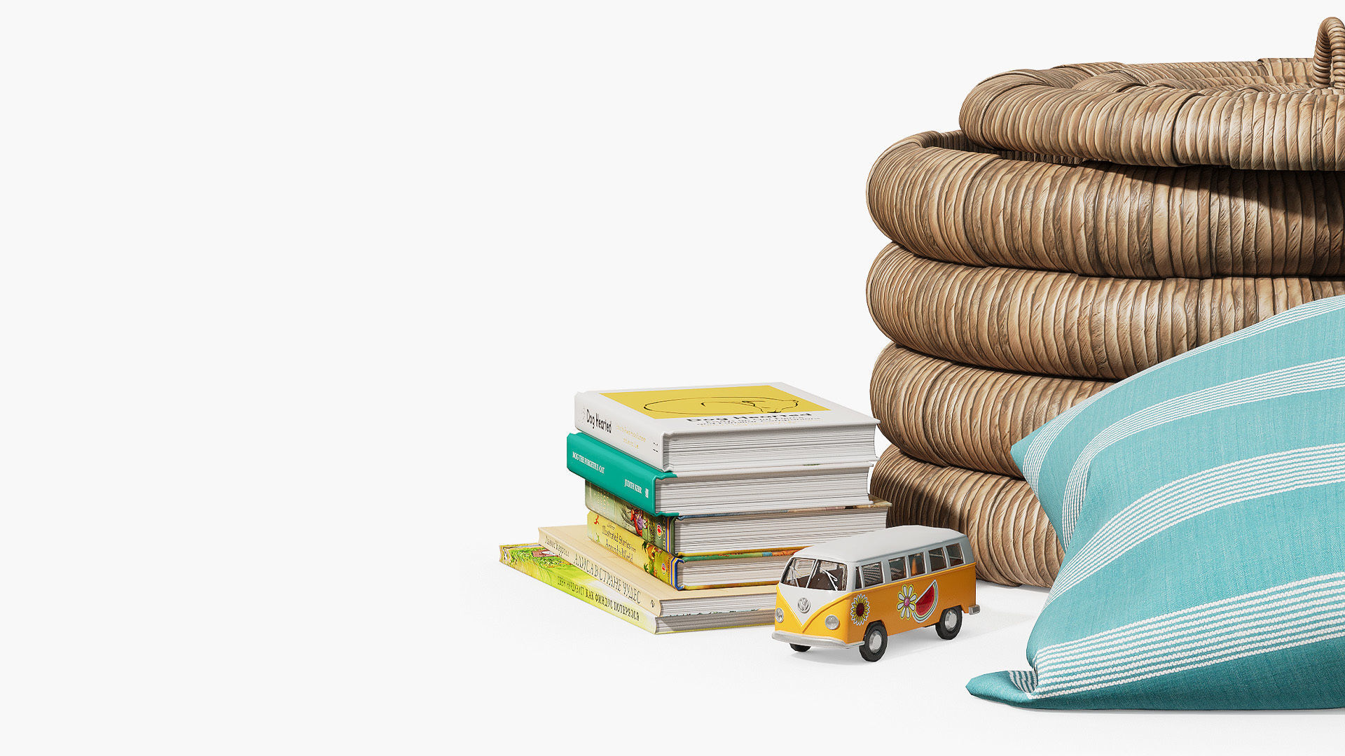 Decorative set for childrens room with wicker basket 3D model_4