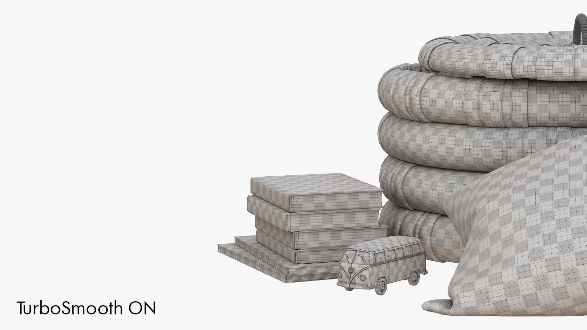 Decorative set for childrens room with wicker basket 3D model_7