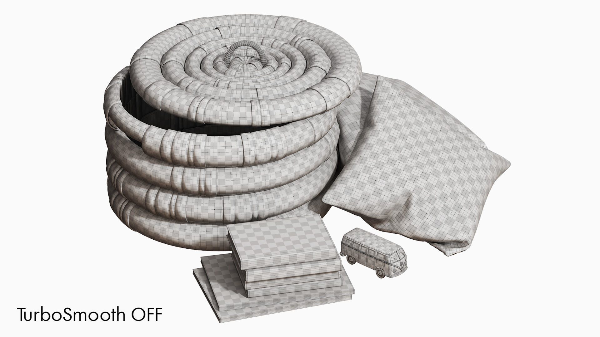 Decorative set for childrens room with wicker basket 3D model_6