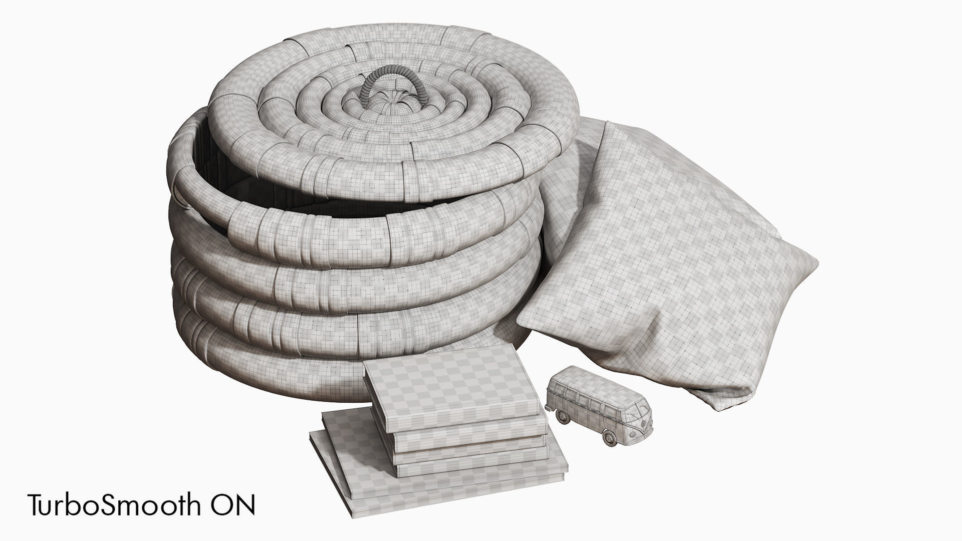 Decorative set for childrens room with wicker basket 3D model_5