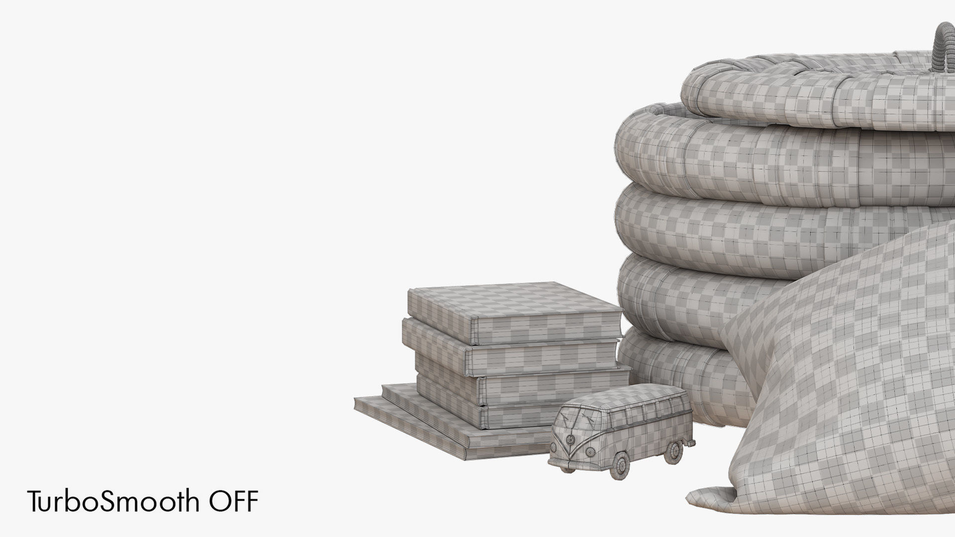 Decorative set for childrens room with wicker basket 3D model_8