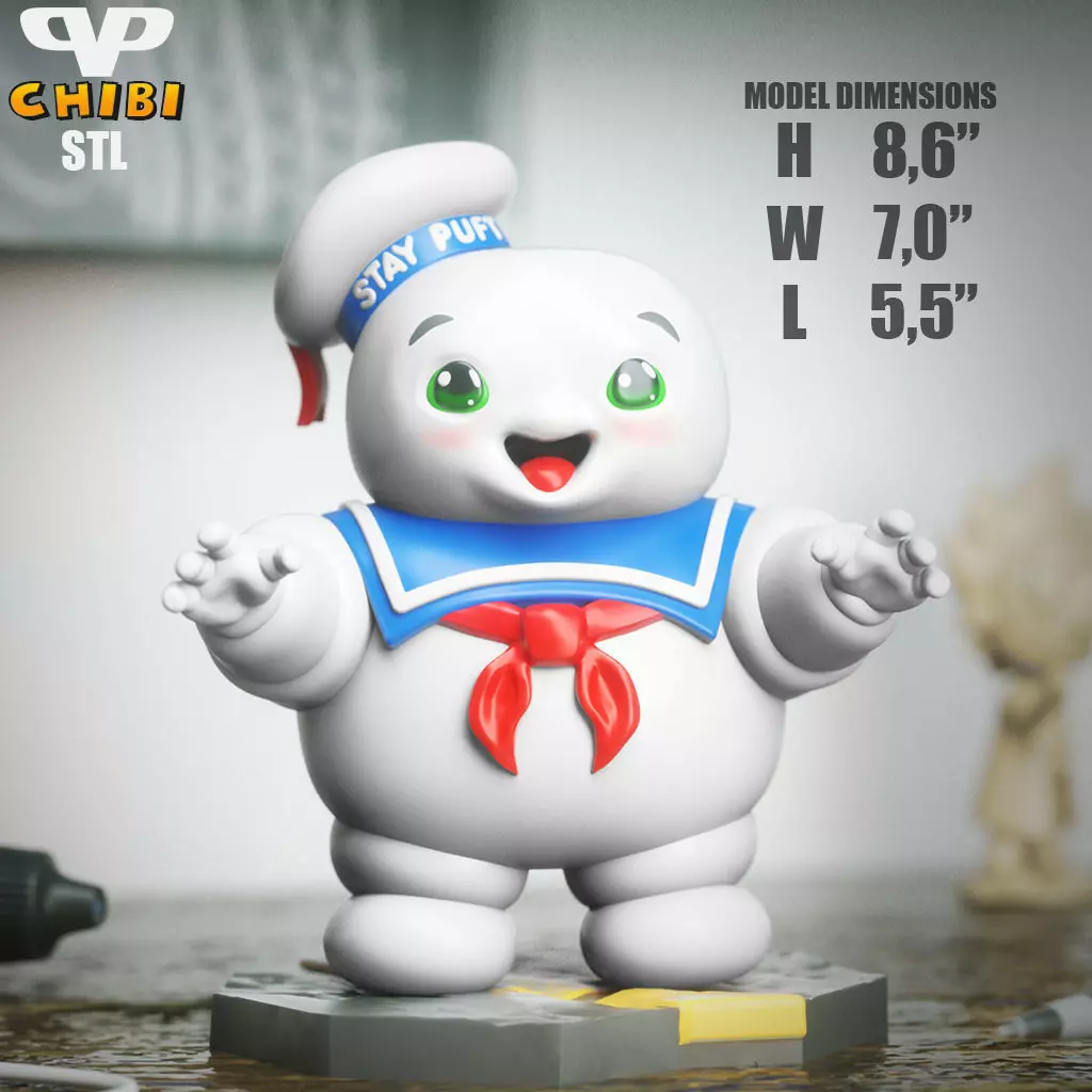 Stay Puft Chibi STL for 3D Printing ChibiSTL 3DXM 3D print model_5