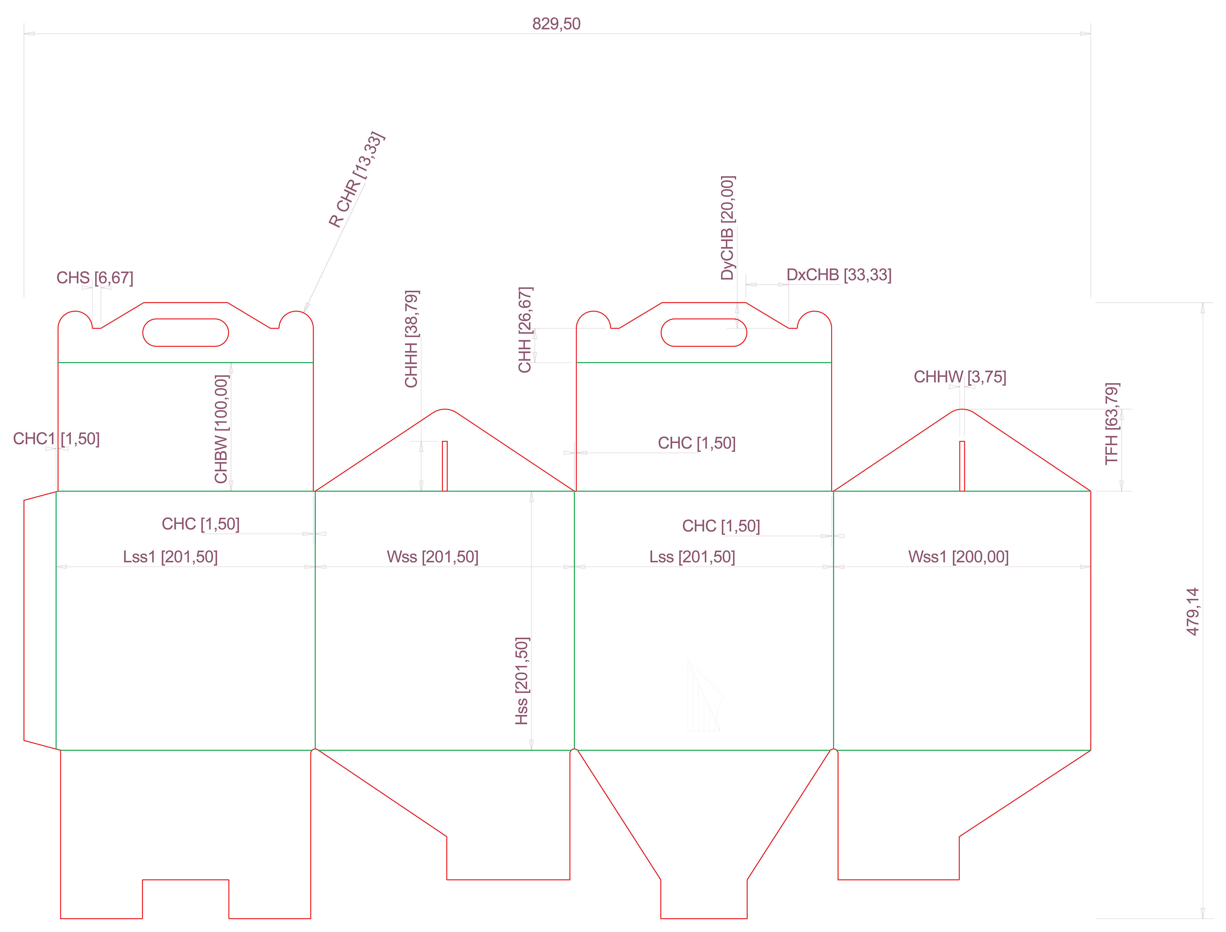 Gable Packaging Box Carrying Handle 200x200x200mm Texture_10