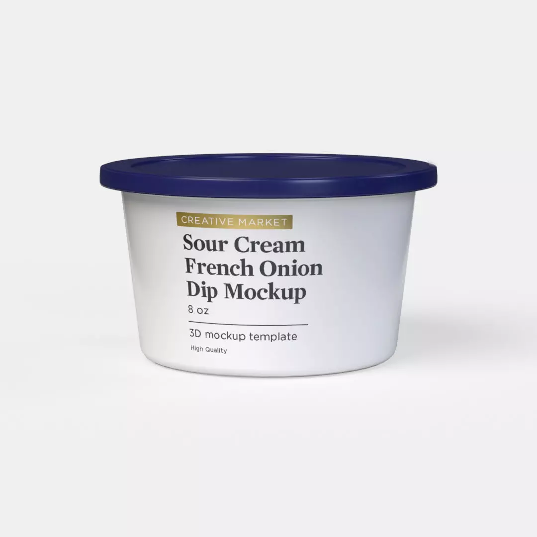 8 oz Yogurt Sour Cream French Onion Dip Container with Lid 3D model_0