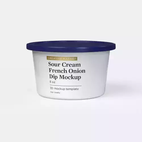 8 oz Yogurt Sour Cream French Onion Dip Container with Lid 3D model 8 oz Yogurt Sour Cream French Onion Dip Container with Lid 3D model