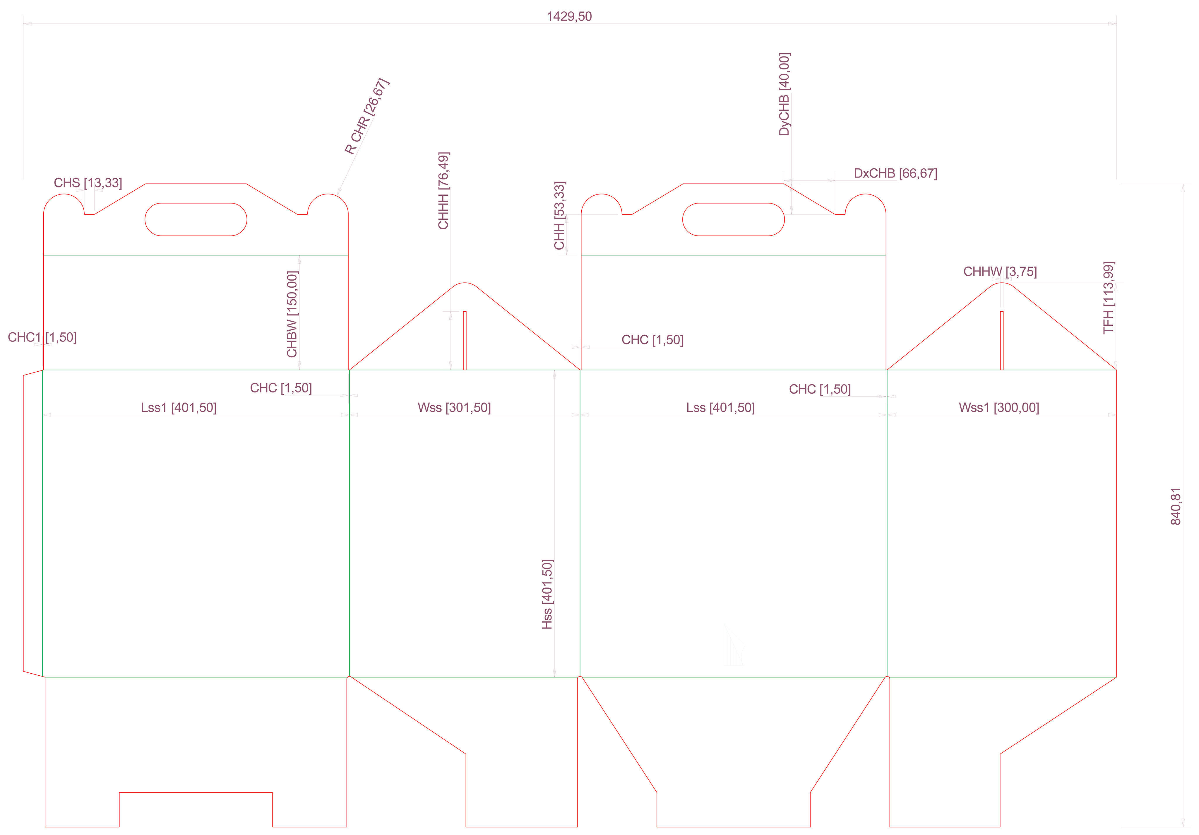 Gable Packaging Box Carrying Handle 400x300x400mm Texture_10