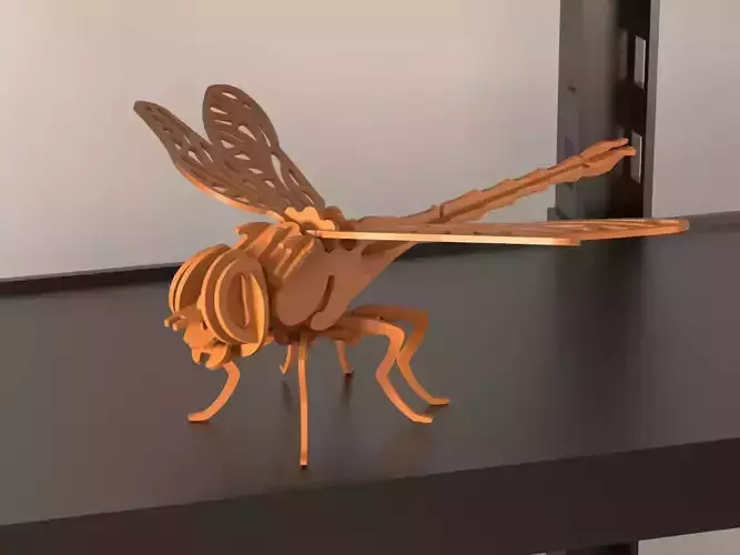 Dragonfly kit card 3D puzzle 3D print model
