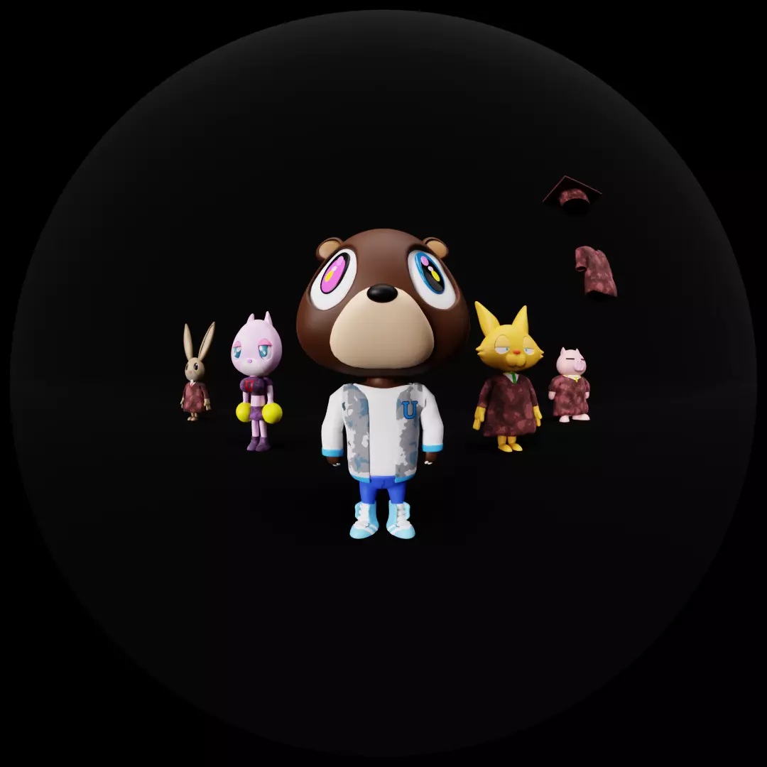 3D model Kanye West Bear Graduation Cartoon Characters Pack VR / AR /  low-poly | CGTrader, image size:1080x1080