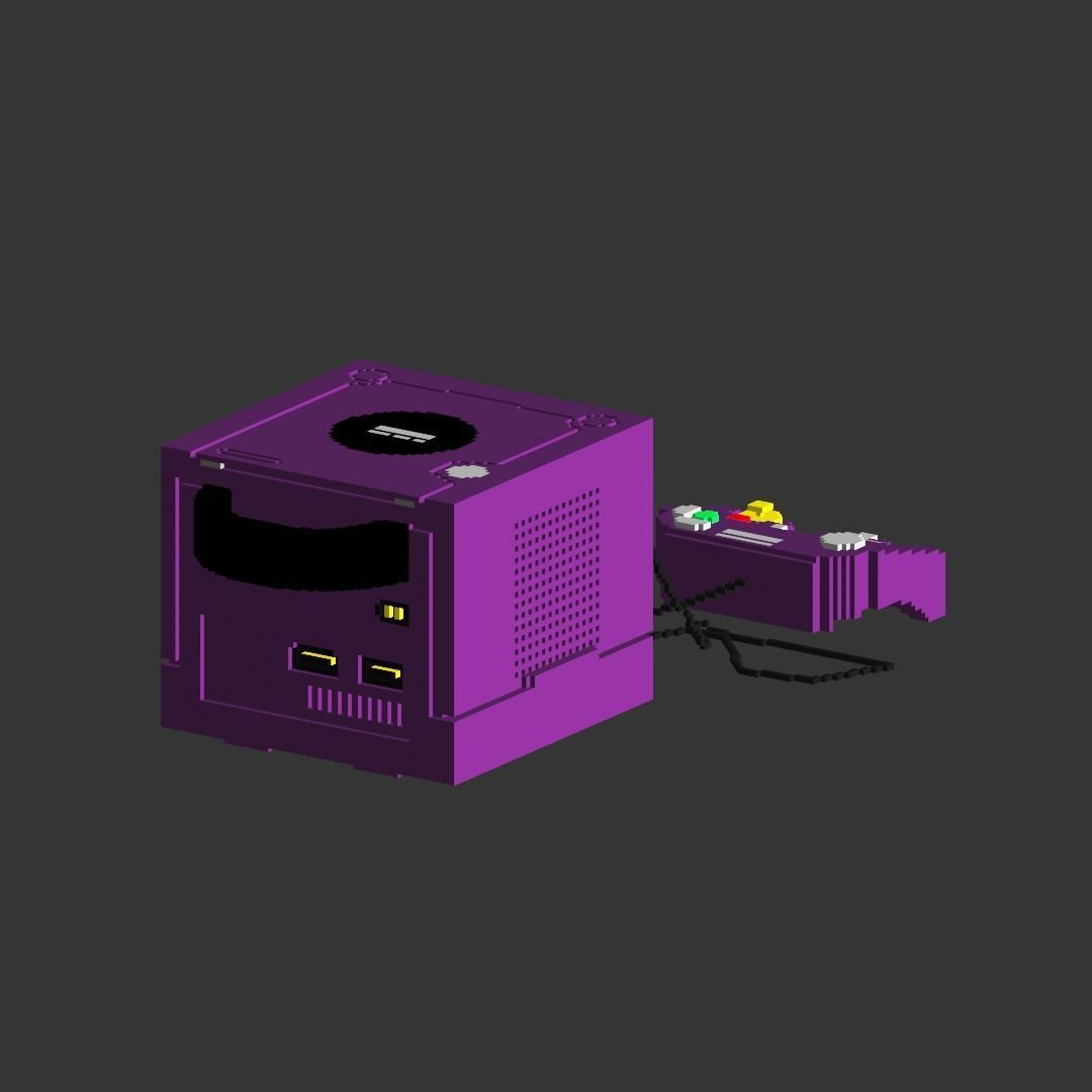 Gamecube Console retro nostalgic video game system Low-poly 3D model_1