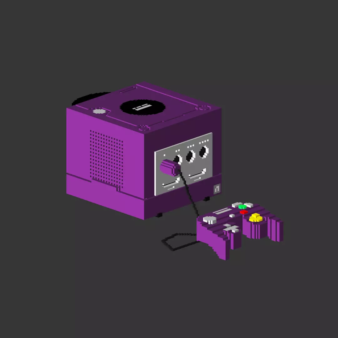 Gamecube Console retro nostalgic video game system Low-poly 3D model_0