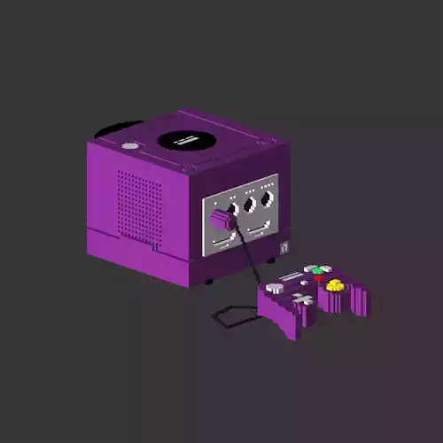 Gamecube Console retro nostalgic video game system Low-poly 3D model