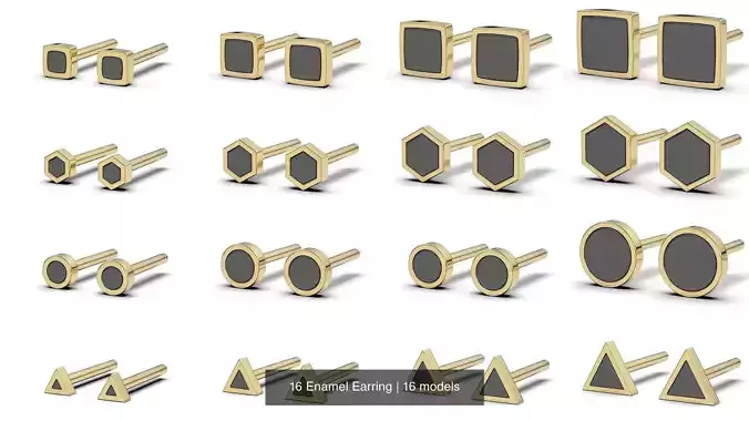 16 Enamel Earring 3D Model Collection