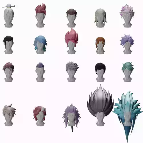 20 STYLIZED MALE HAIR MODELS PACK 5