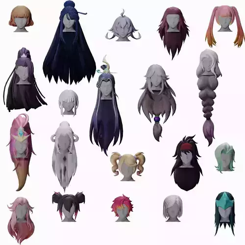 20 STYLIZED FEMALE HAIR MODELS PACK 5