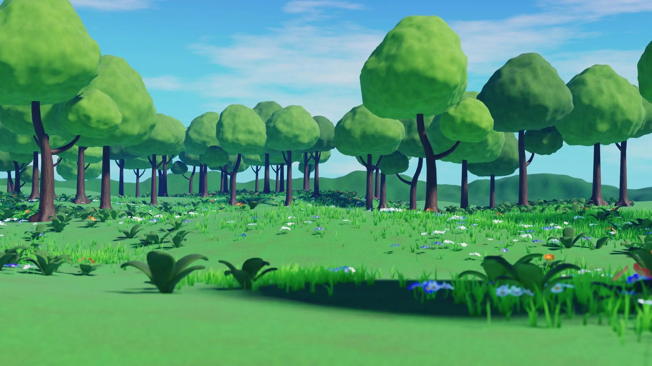 Stylized Animated Forest Meadow 3D model_0