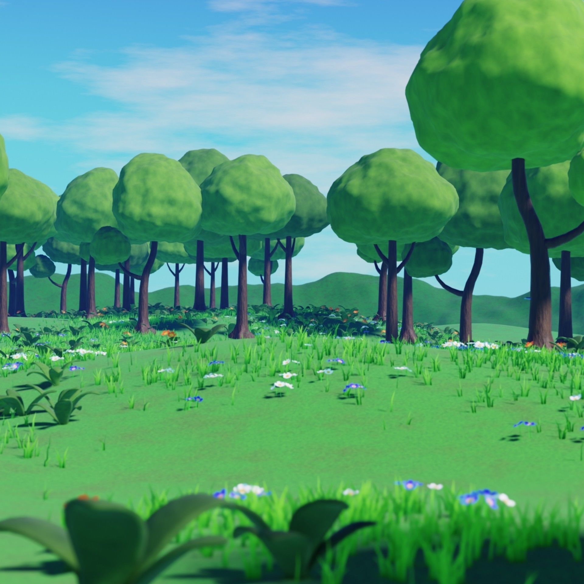 Stylized Animated Forest Meadow 3D model_10