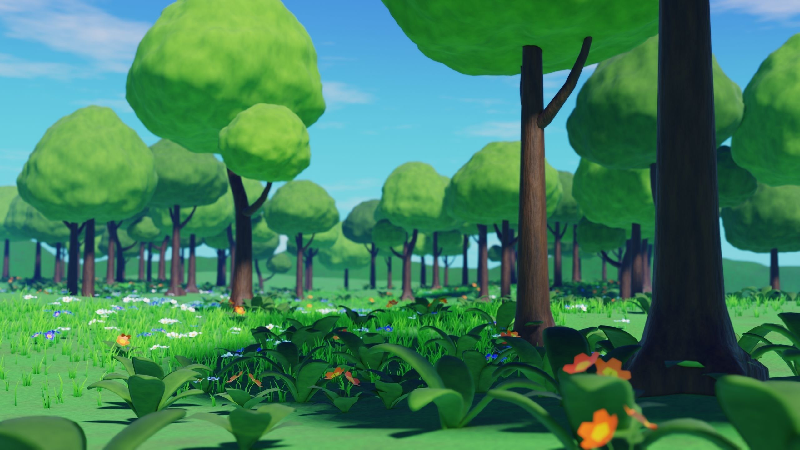 Stylized Animated Forest Meadow 3D model_3