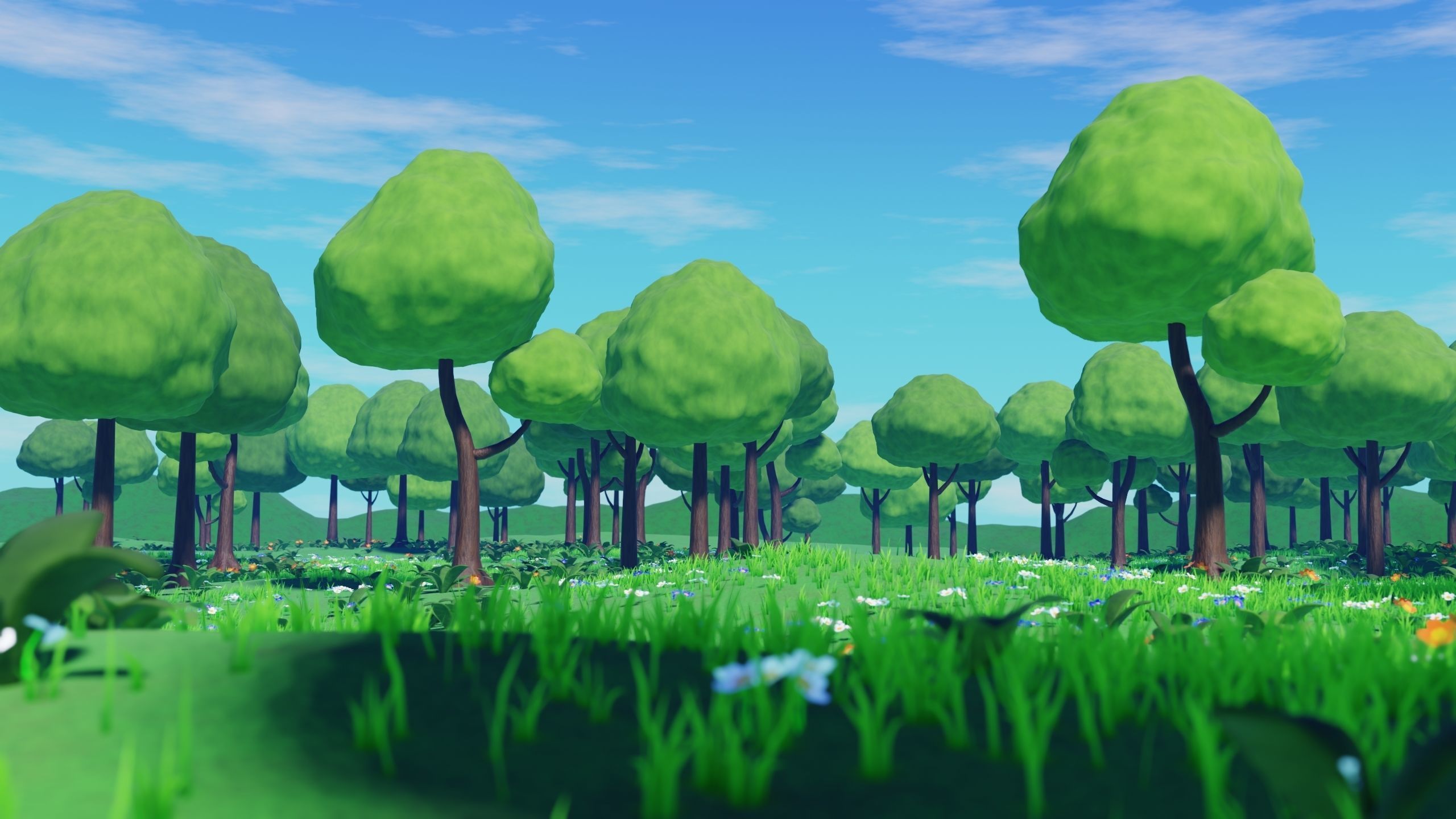 Stylized Animated Forest Meadow 3D model_5