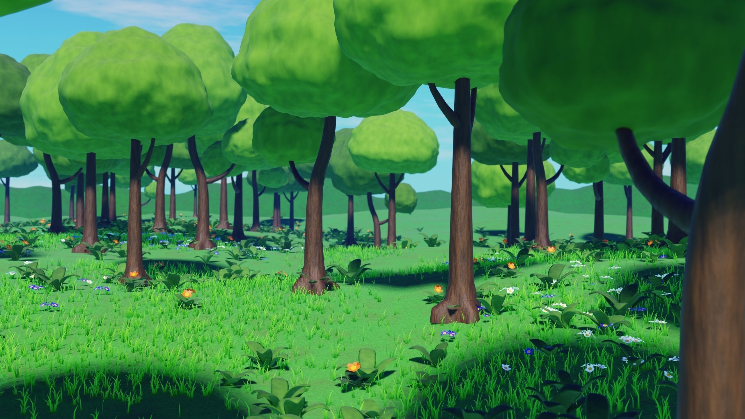 Stylized Animated Forest Meadow 3D model_8