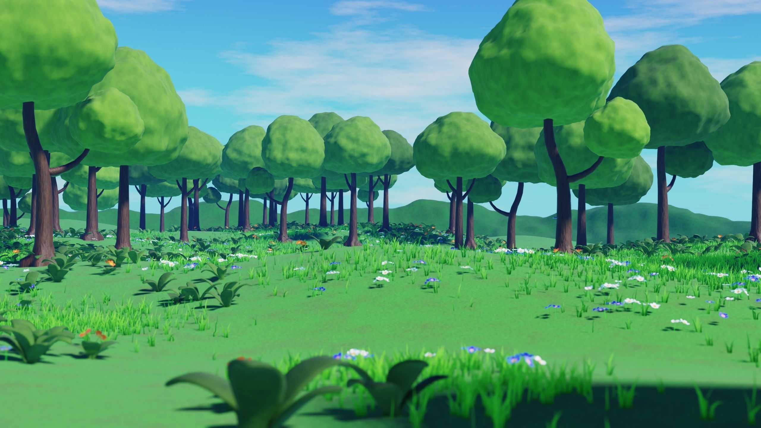 Stylized Animated Forest Meadow 3D model_9