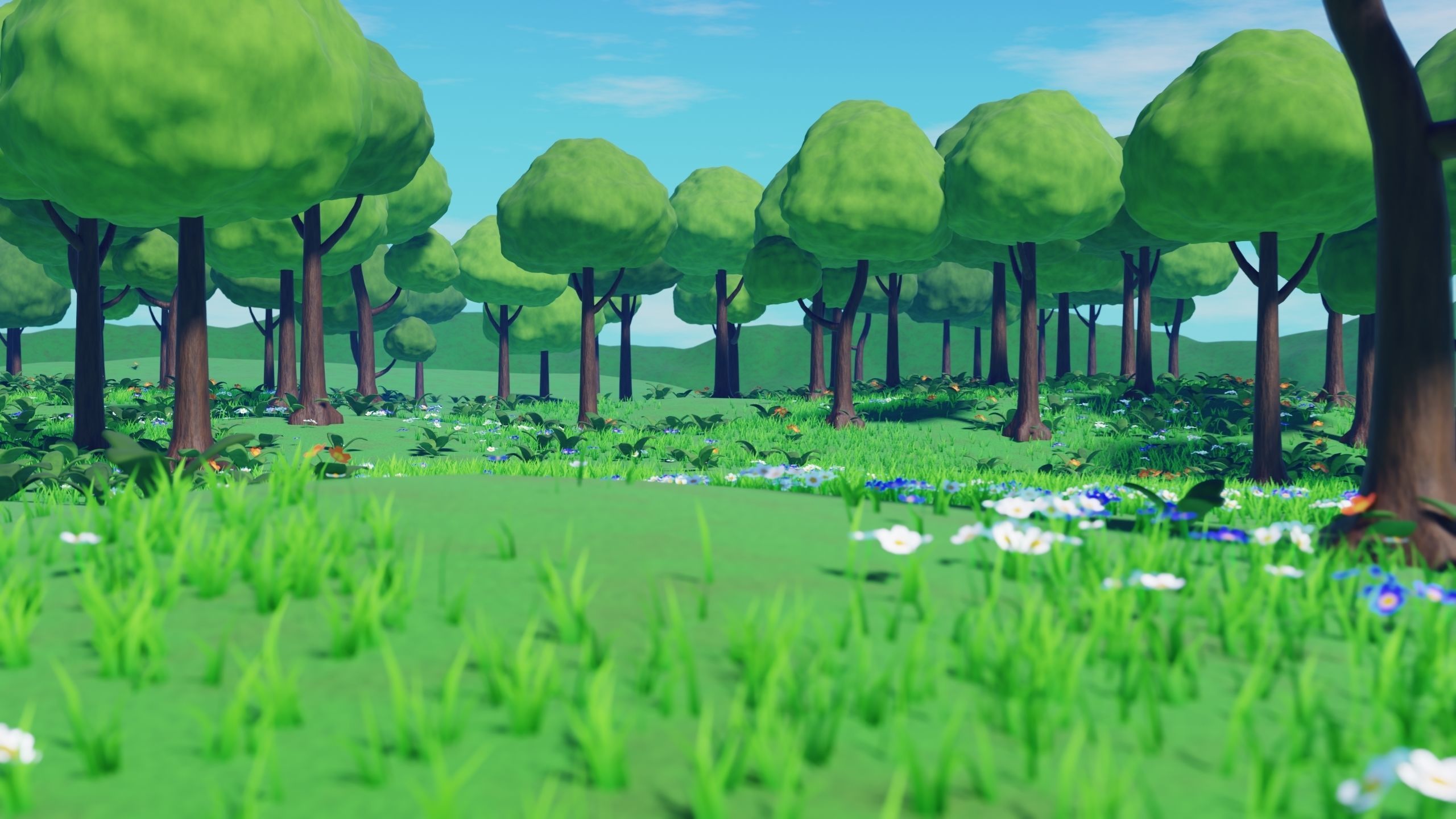 Stylized Animated Forest Meadow 3D model_6
