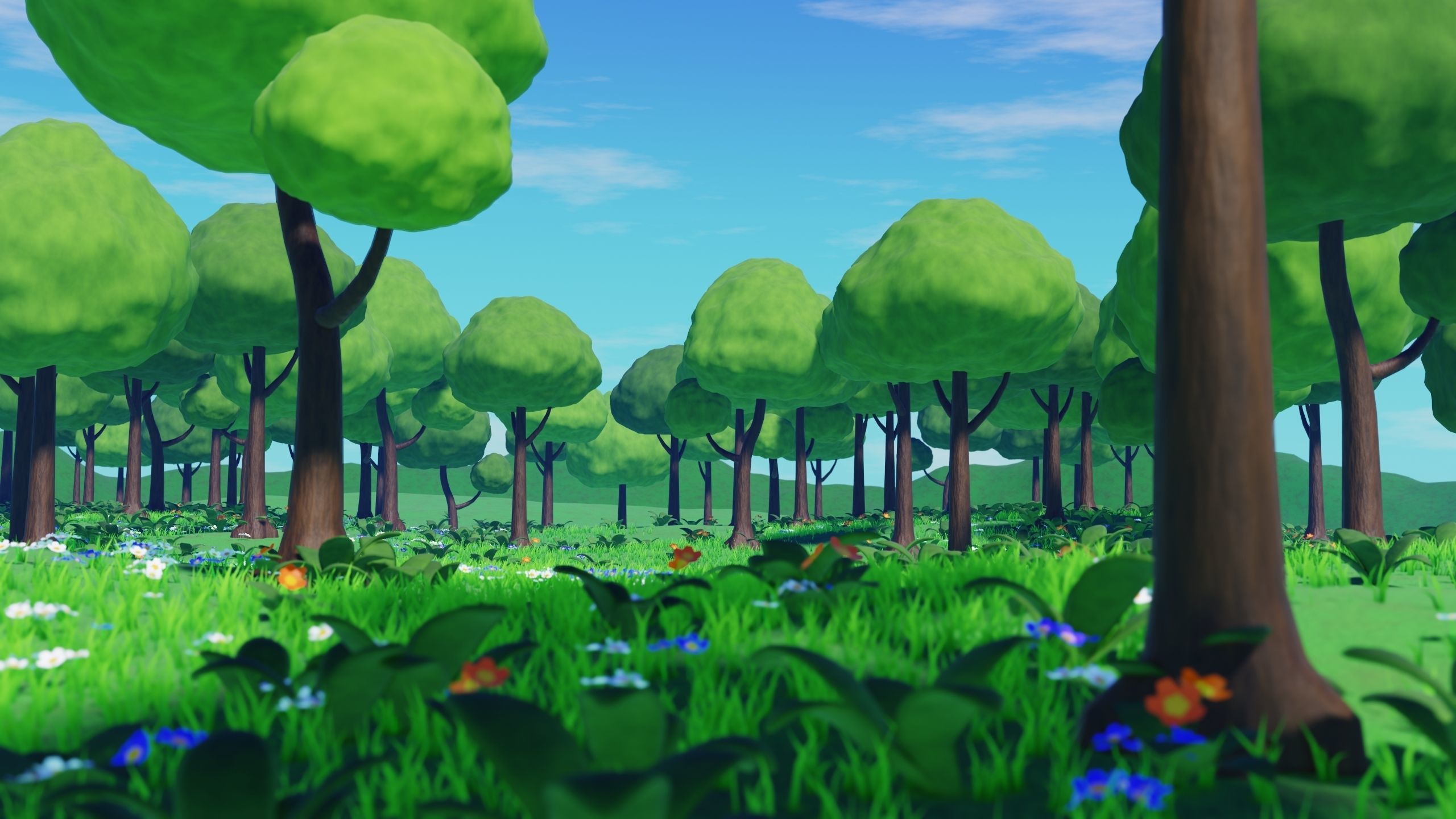 Stylized Animated Forest Meadow 3D model_7