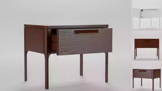 Dark brown wood bedside table