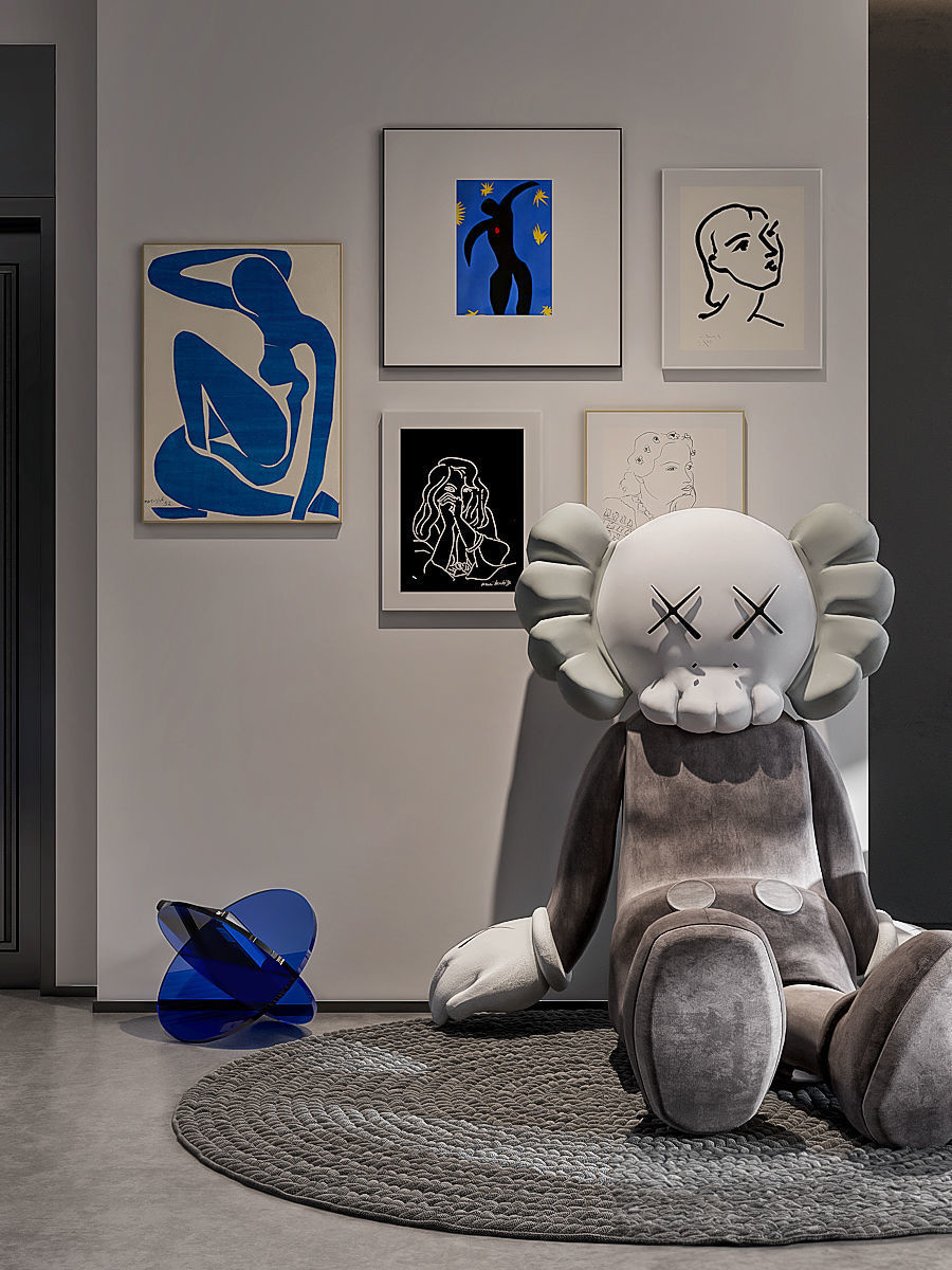 Modern basement shoe collection area 3D model_7