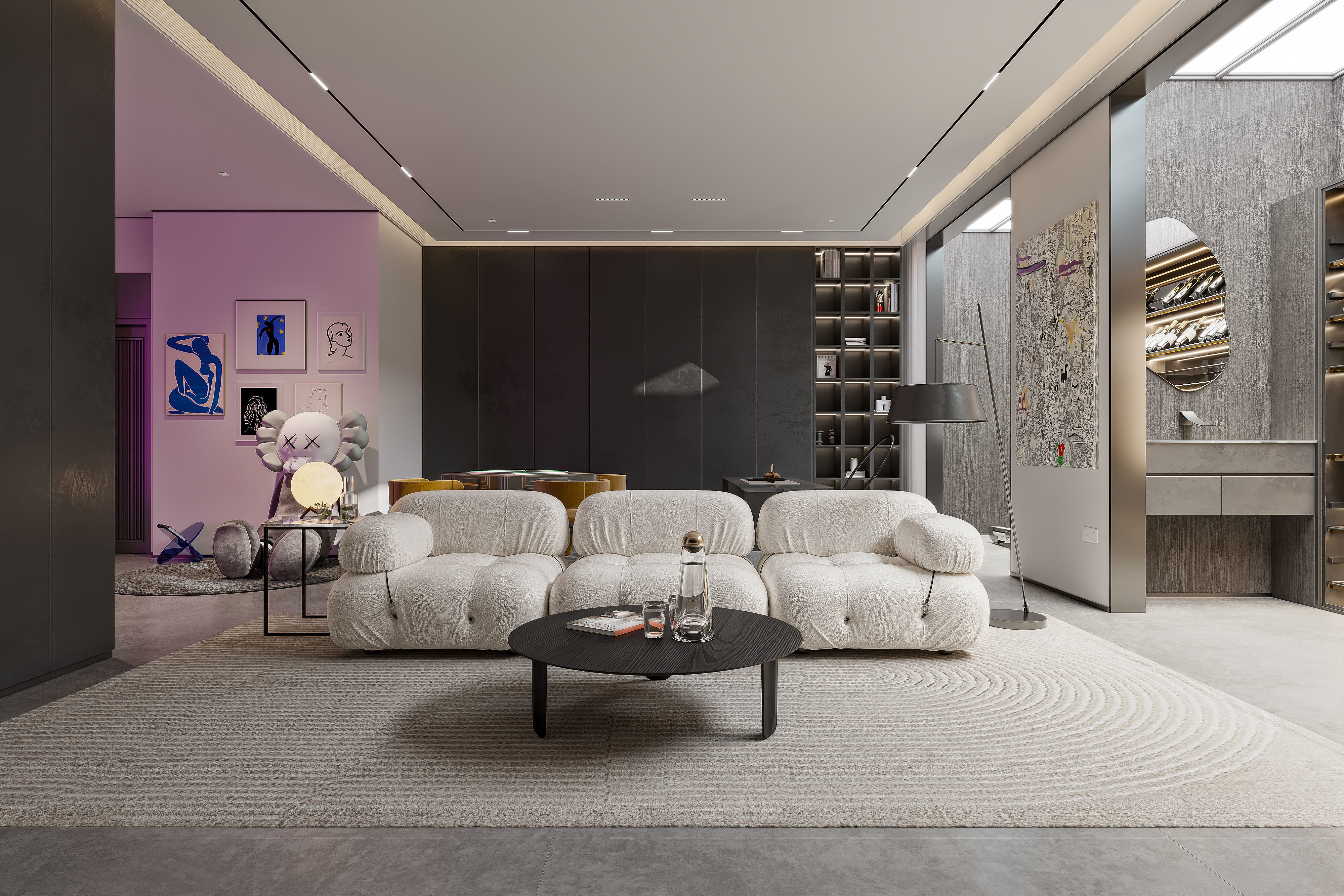 Modern basement shoe collection area 3D model_4