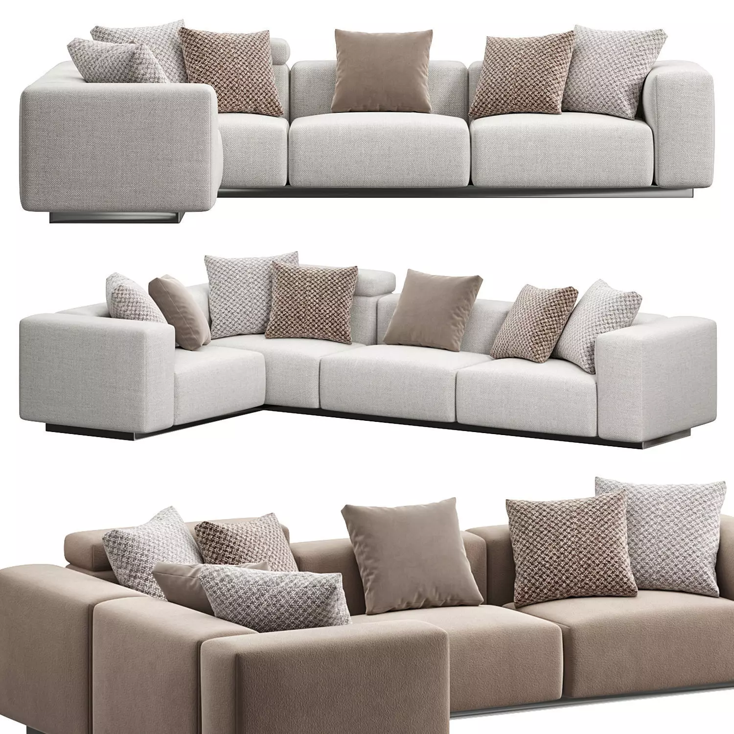 Soft Modular three seater by vitra 3D model_0