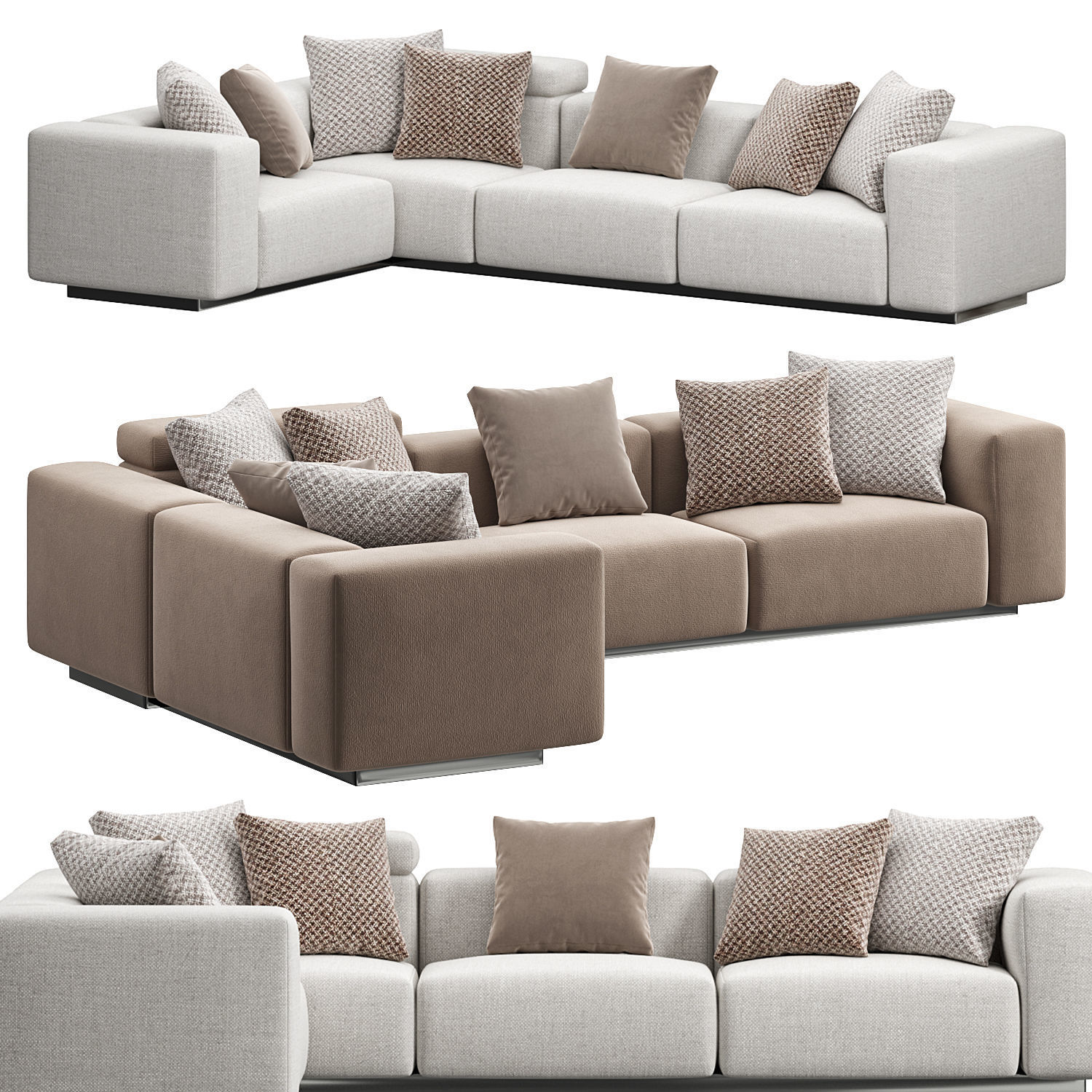 Soft Modular three seater by vitra 3D model_2