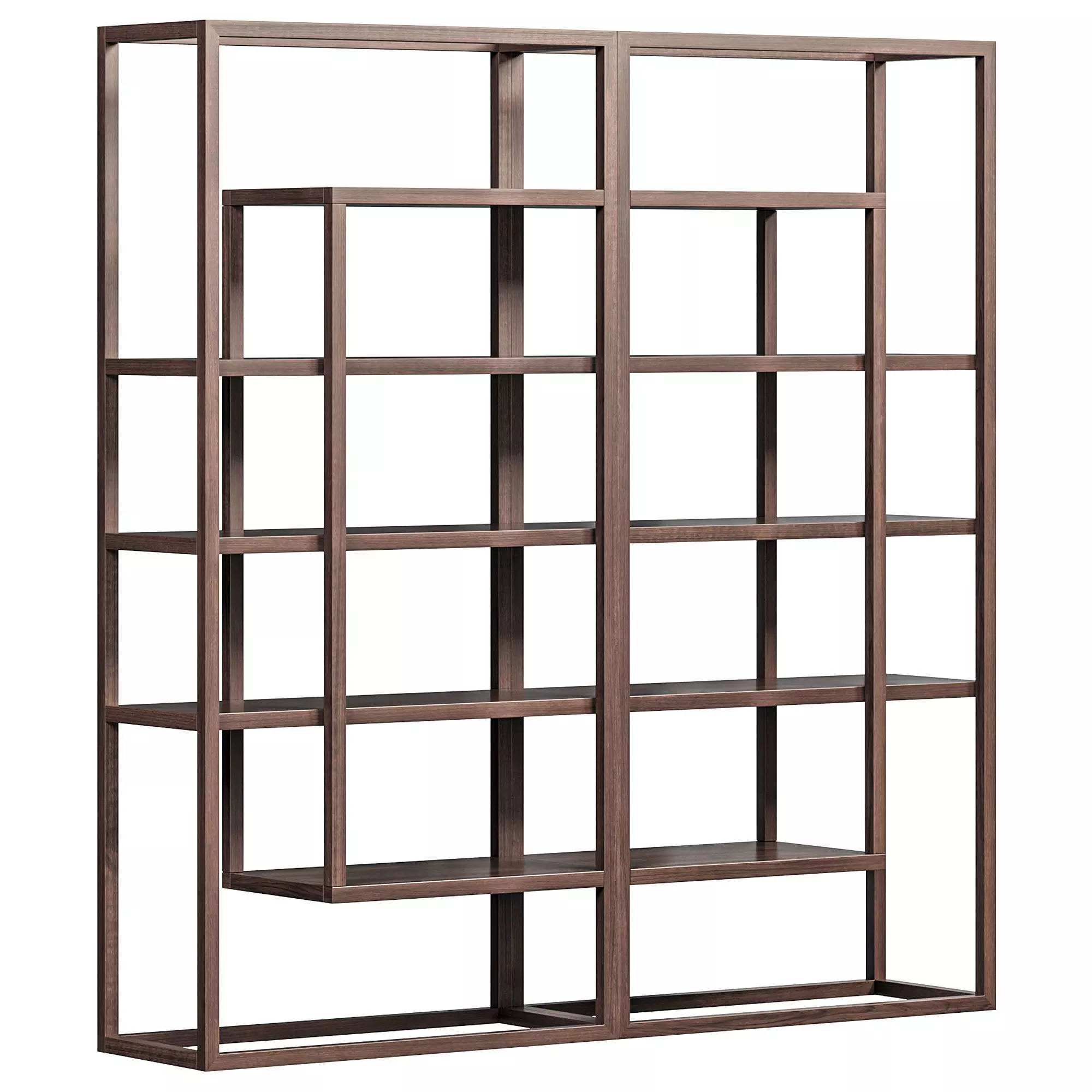 Four Hands Waylon Double Bookshelf Harvest Brown 3D model_0