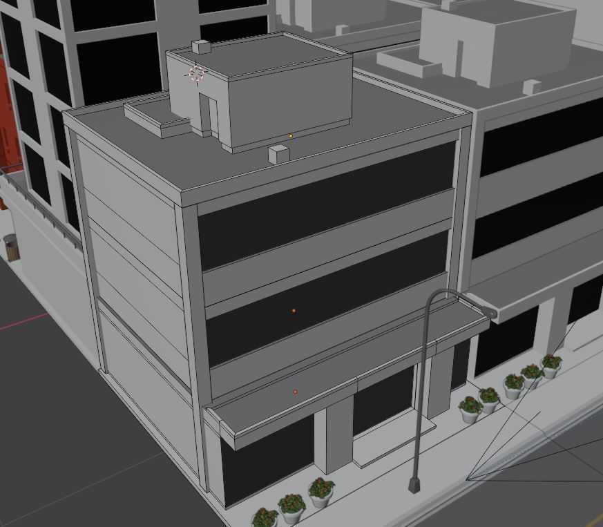 City Downtown Skyscraper Street Low-poly 3D model_15