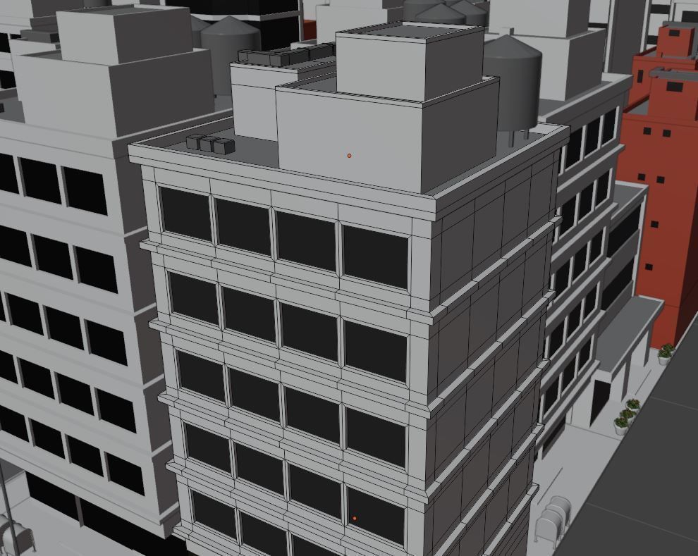 City Downtown Skyscraper Street Low-poly 3D model_13