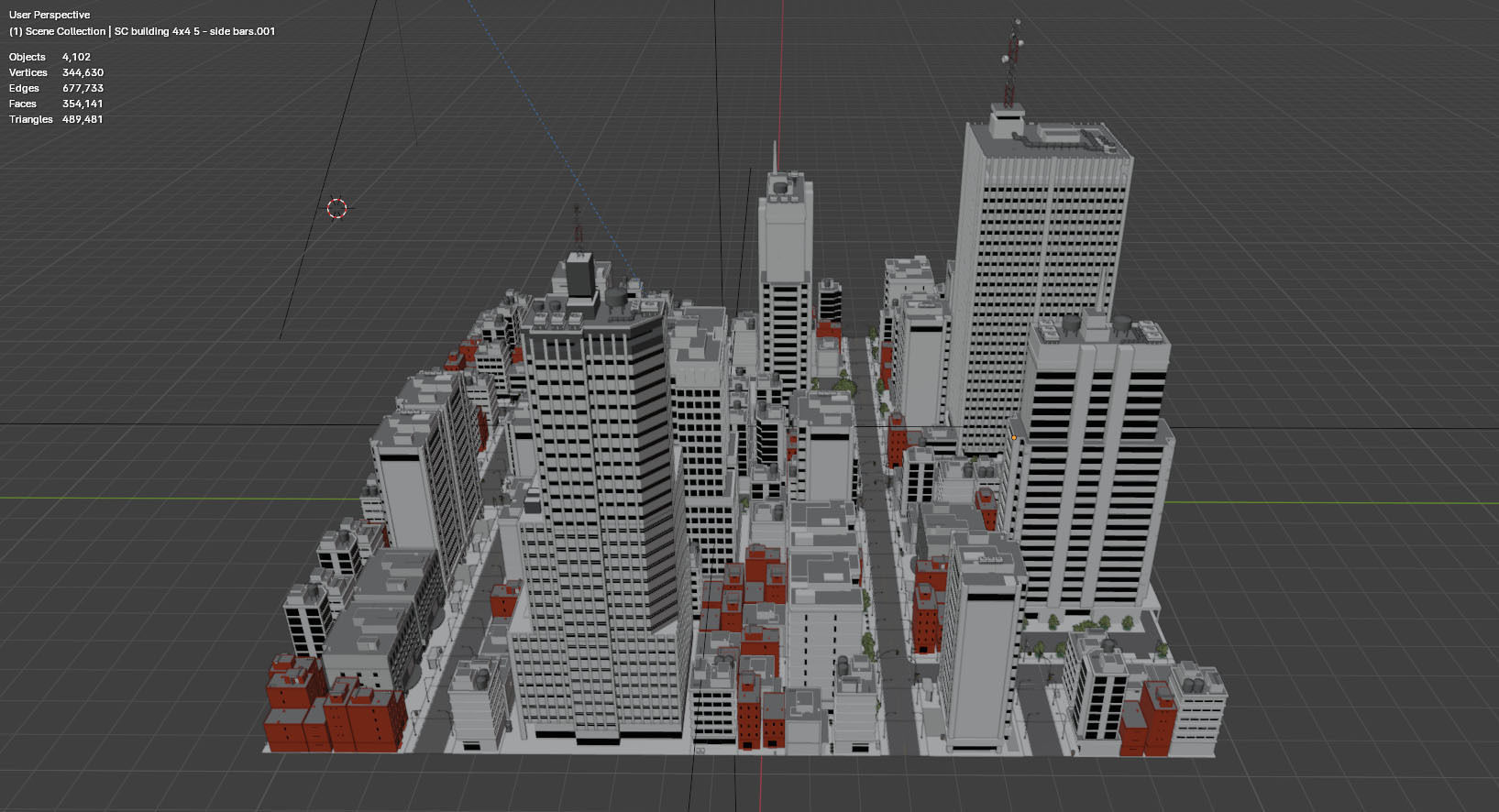 City Downtown Skyscraper Street Low-poly 3D model_12