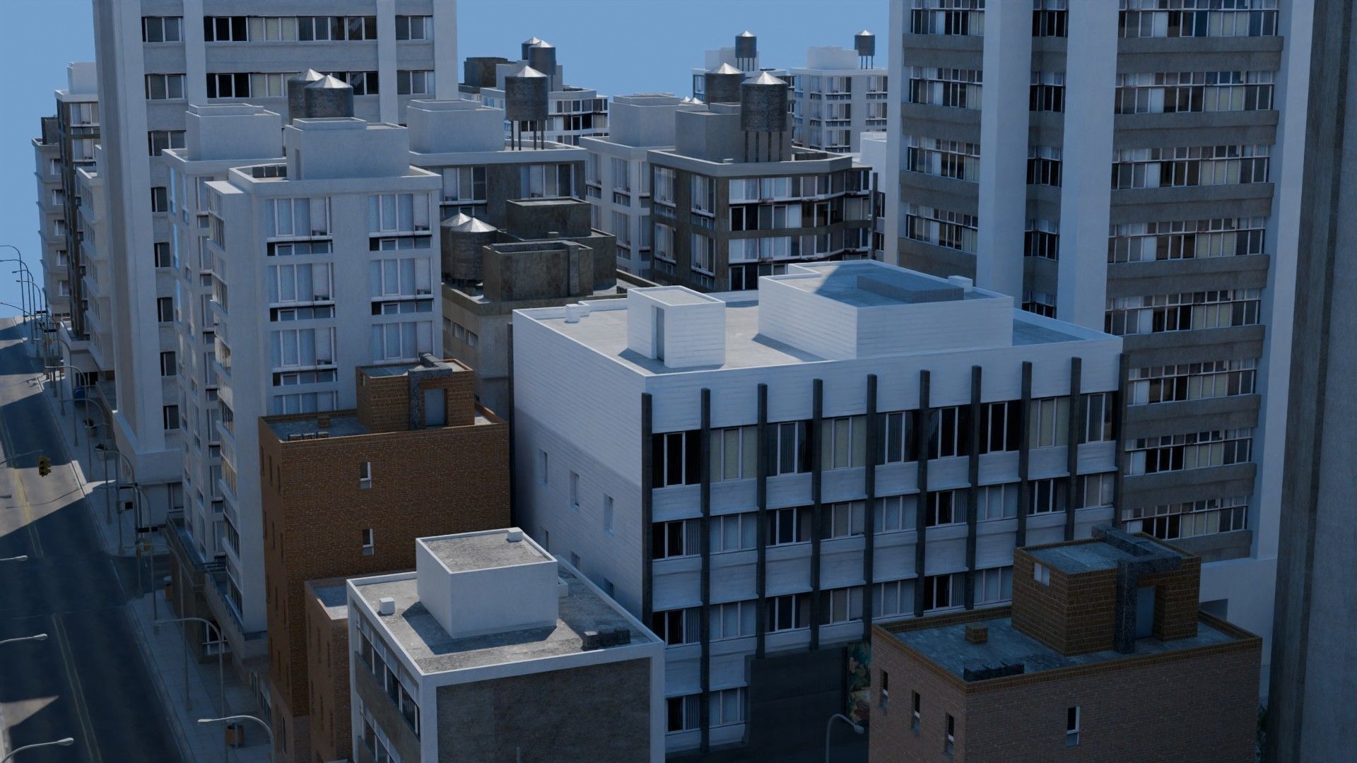 City Downtown Skyscraper Street Low-poly 3D model_6