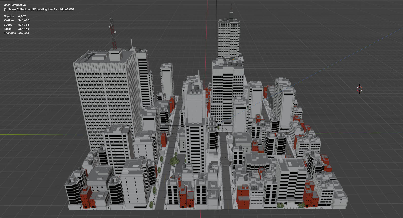 City Downtown Skyscraper Street Low-poly 3D model_10
