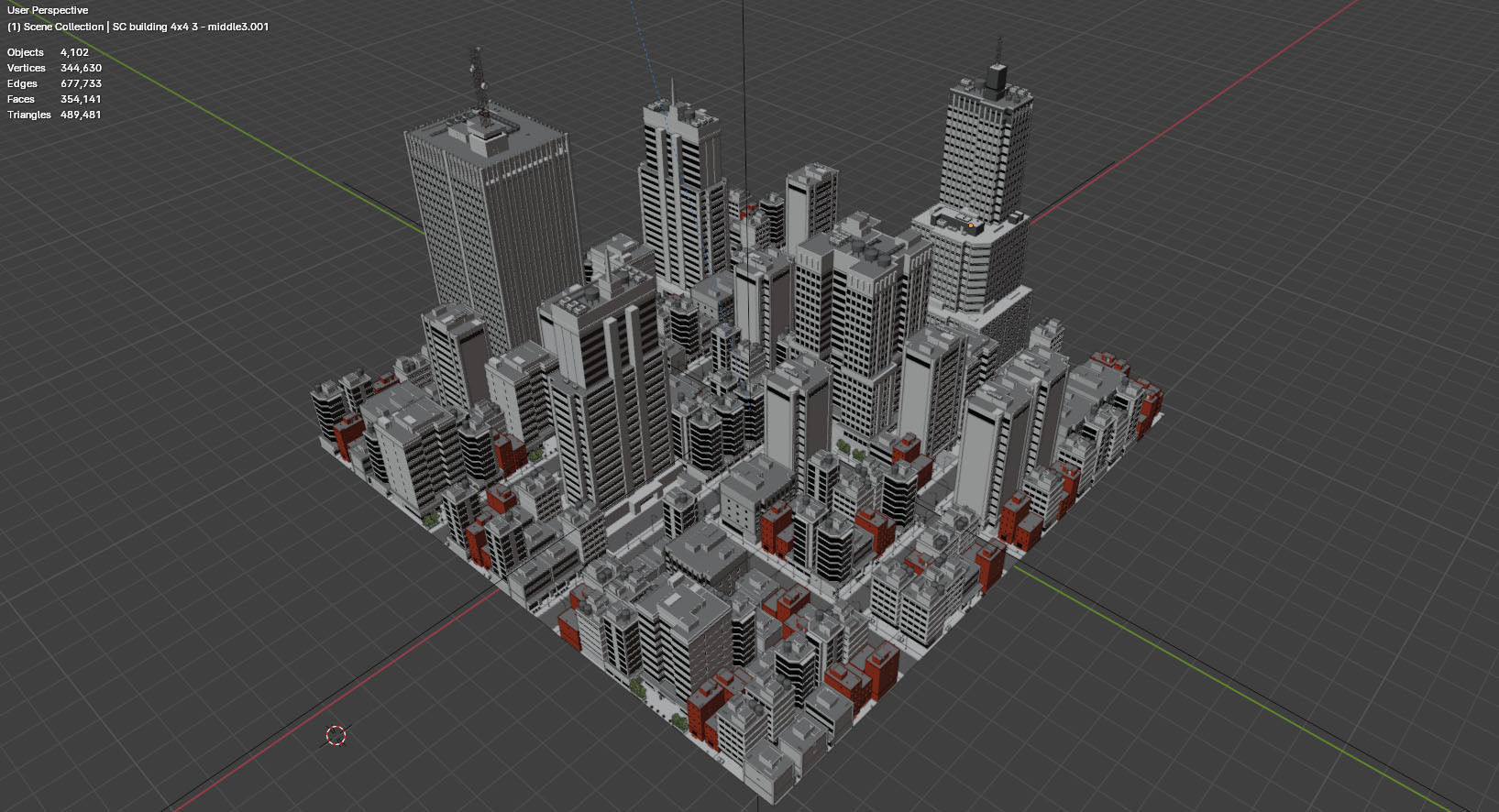 City Downtown Skyscraper Street Low-poly 3D model_9