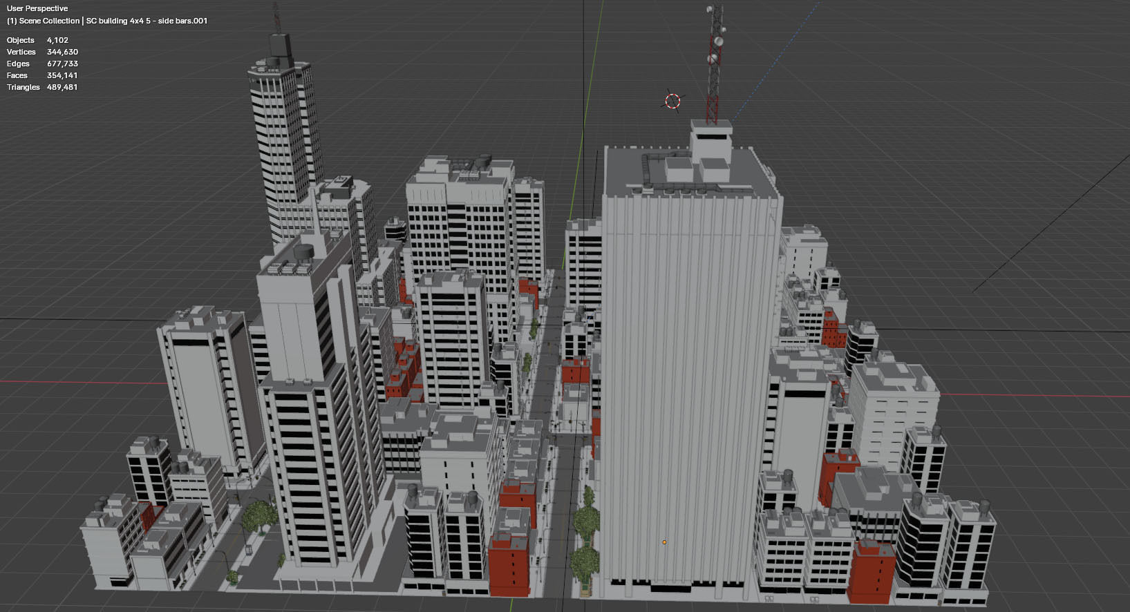 City Downtown Skyscraper Street Low-poly 3D model_11
