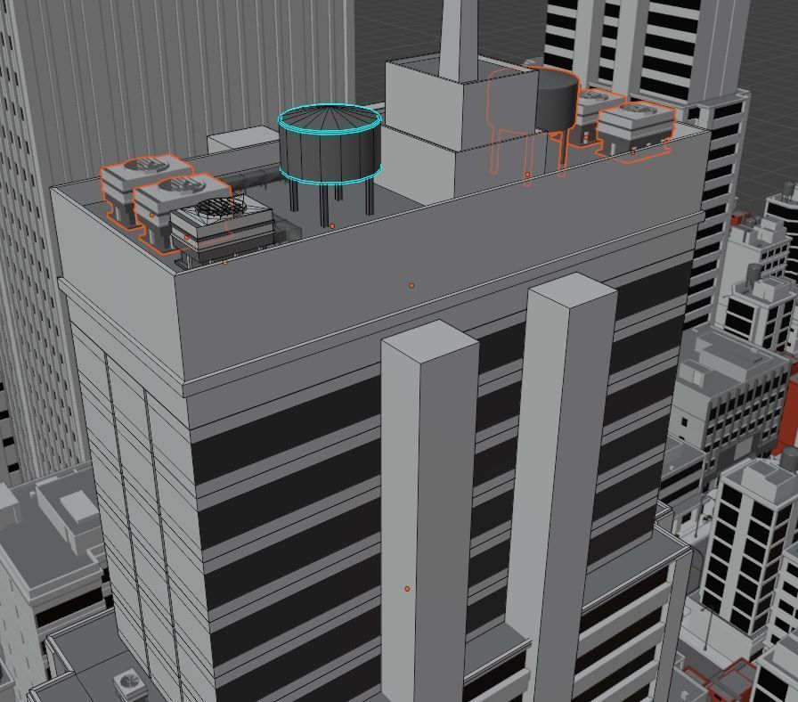 City Downtown Skyscraper Street Low-poly 3D model_16