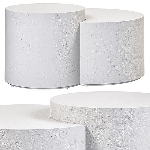Four Hands Meza Nesting Coffee Table Textured White 3D model