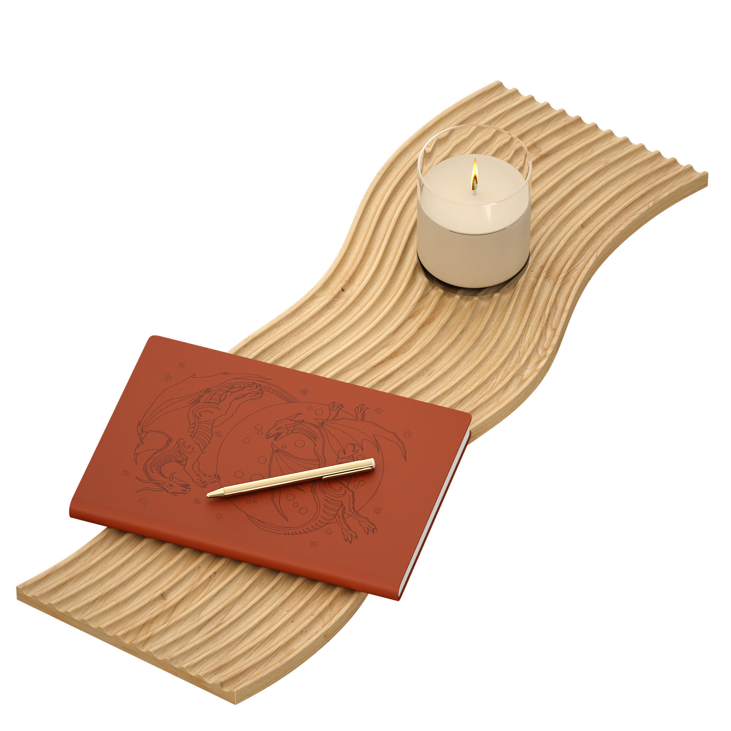 Decorative set - notepad pen candle stand 3D model_6