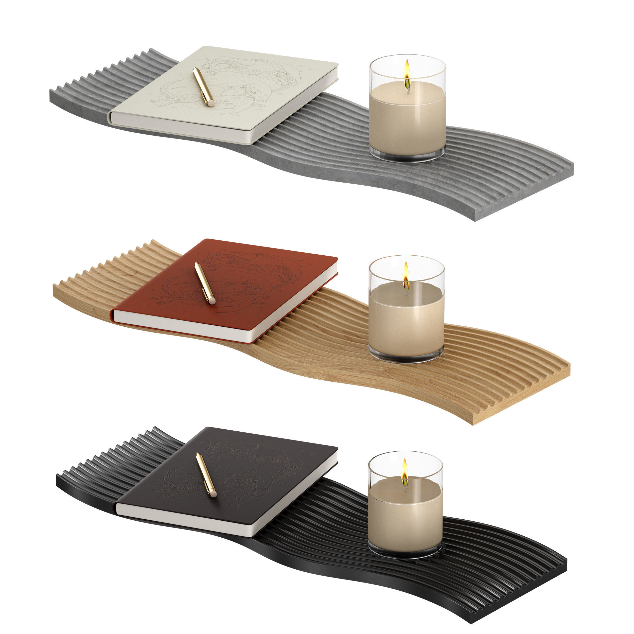 Decorative set - notepad pen candle stand 3D model_3