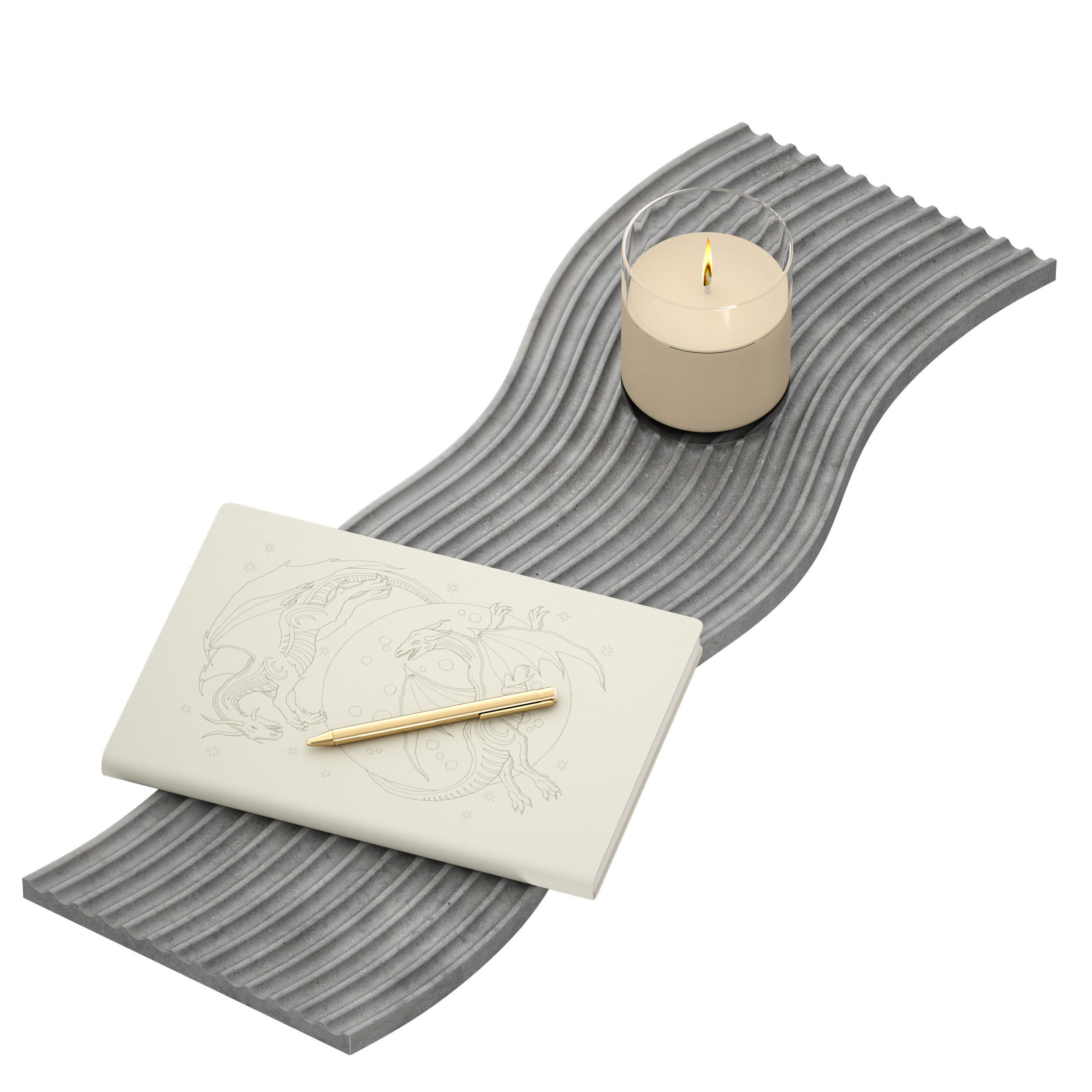 Decorative set - notepad pen candle stand 3D model_5