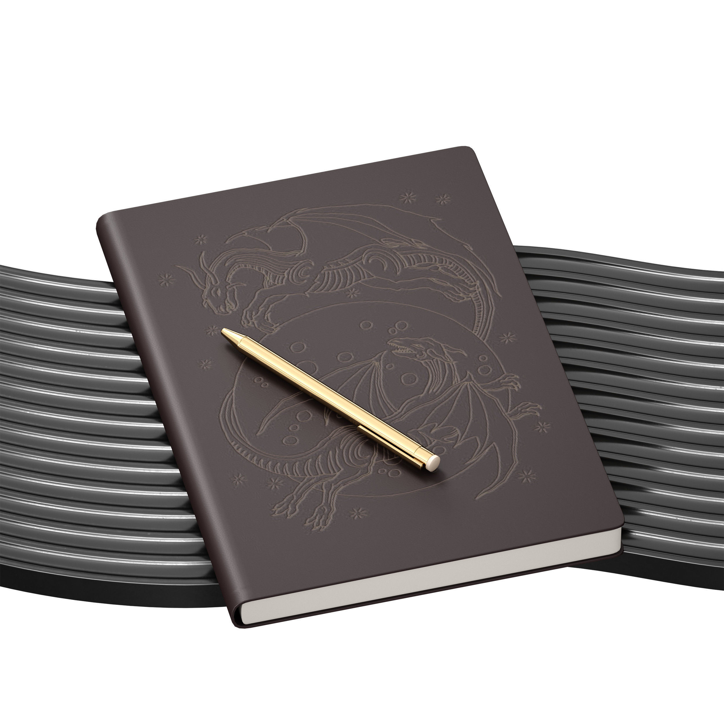 Decorative set - notepad pen candle stand 3D model_9