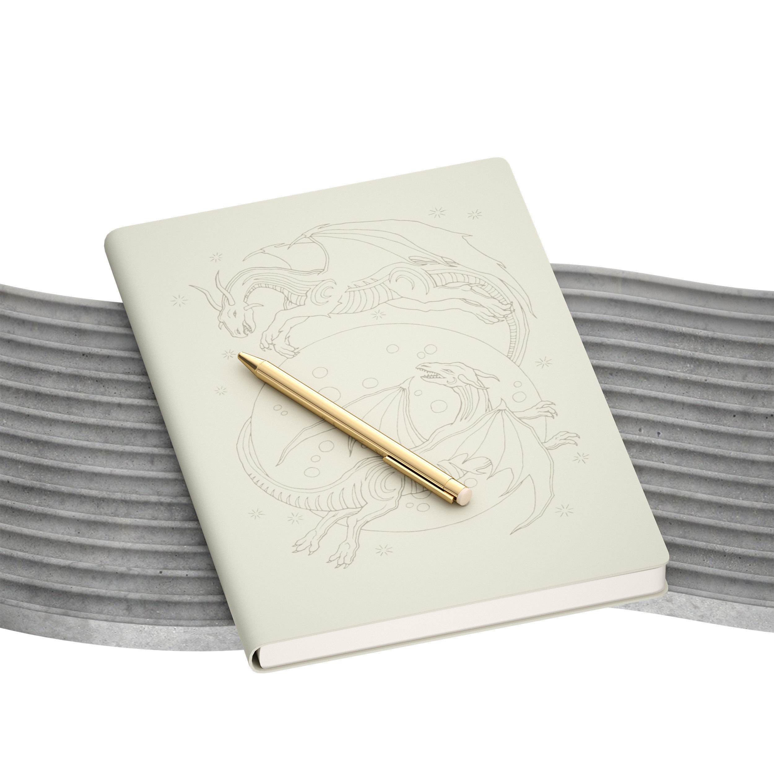 Decorative set - notepad pen candle stand 3D model_8