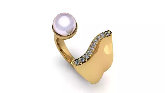 Pearl diamond ring