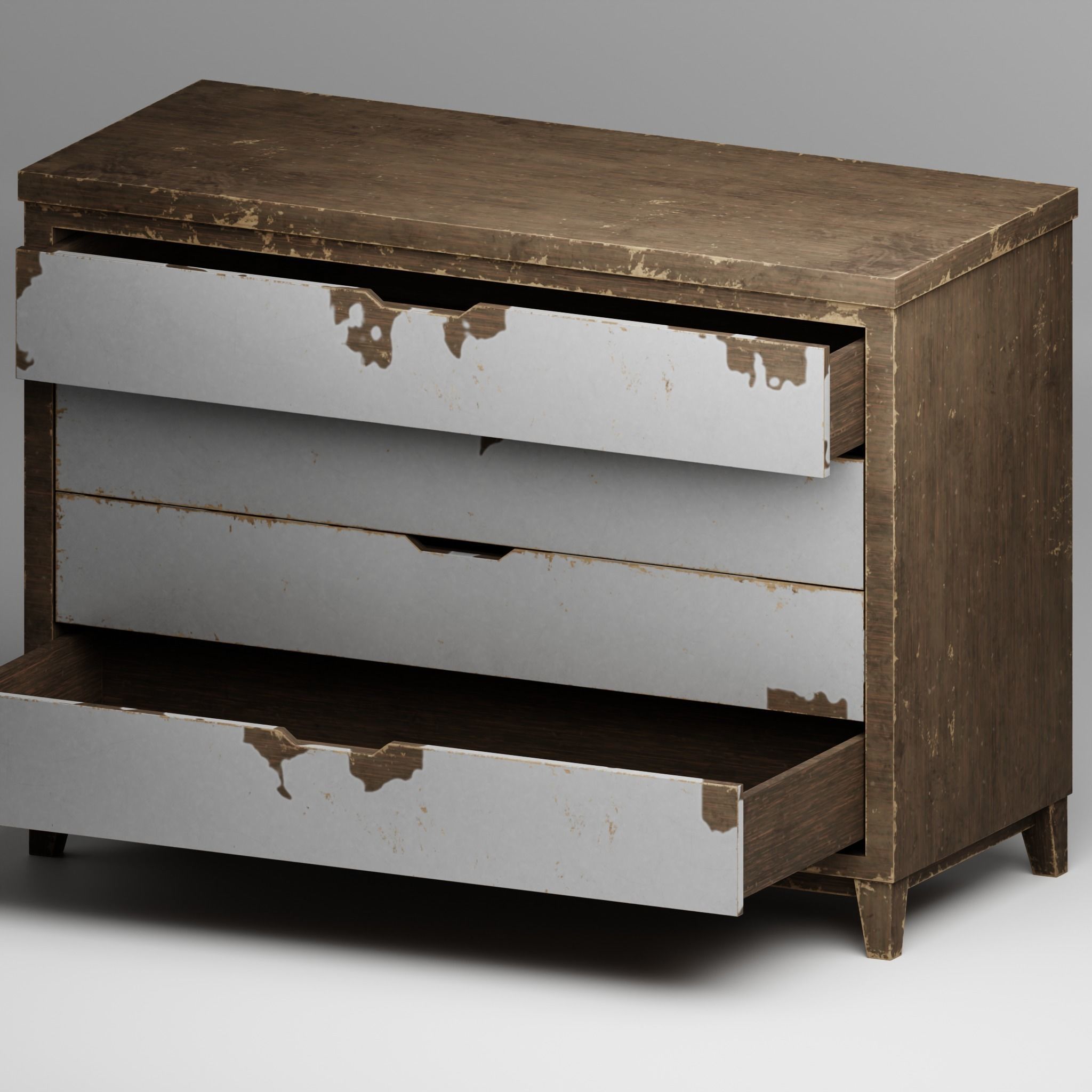 Vintage drawer Low-poly 3D model_10