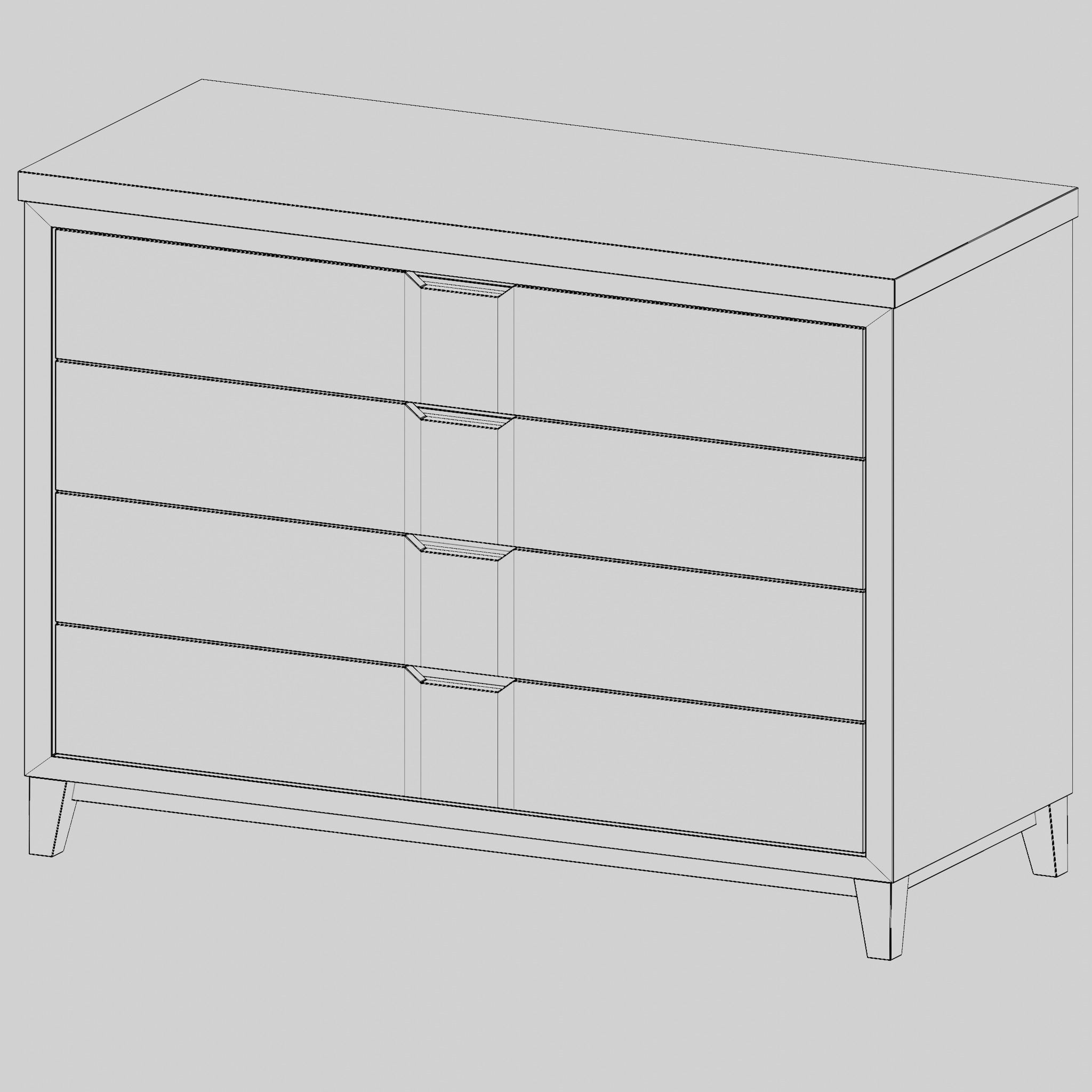 Vintage drawer Low-poly 3D model_11